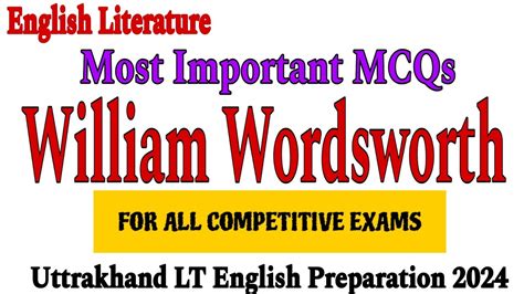 William Wordsworth Mcqs Questions Mcq On William Wordsworth William