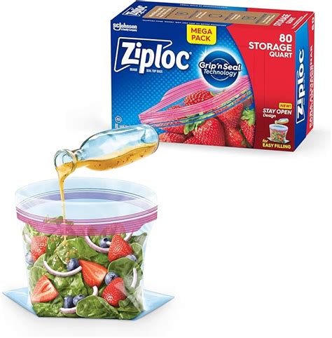 Amazon Ziploc Quart Food Storage Bags New Stay Open Design With