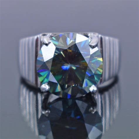 810 Ct Certified Blue Diamond Mens Ring In Round Etsy