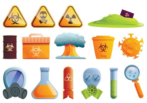 Biohazard Icons Set Cartoon Style Vector Art At Vecteezy