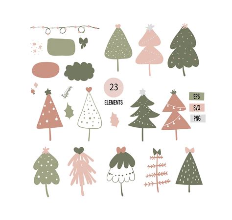 Boho Minimalist Christmas Tree SVG Boho Christmas Clip Art Modern