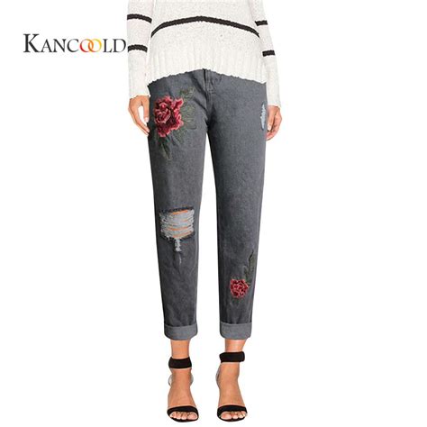 KANCOOLD 2017 fas frauen Jeans mit Stickerei Slim Fit Stretch Hohe ...