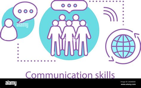 Communication skills concept icon. Networking. Teamwork idea thin line ...