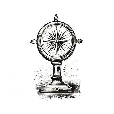 Premium Photo Vintage Engraved Compass Illustration On White Background