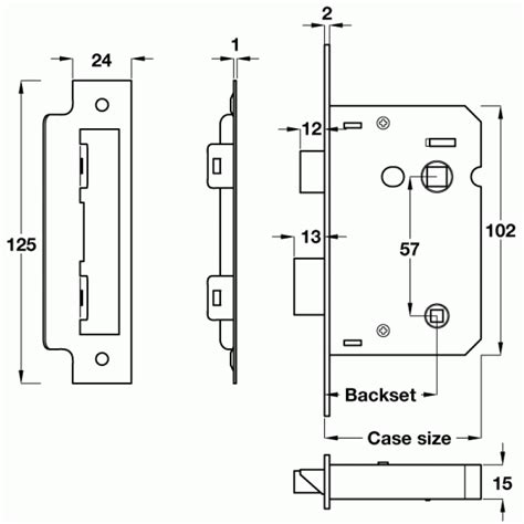 Brass Finish Bathroom Lock 44mm Backset 64mm Case