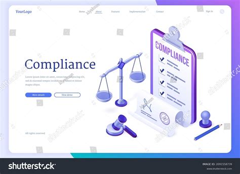 Compliance Isometric Landing Page Concept Business Stock Vector