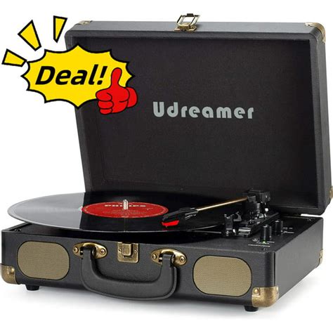 Udreamer Record Player Vinyl Turntable Record Player Vintage 3 Speed