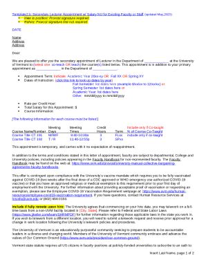 Regional Campuses Non Tenure Track Faculty New Hire Doc Template