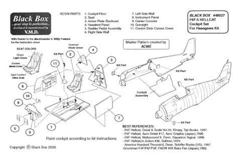 Black Box Hasegawa F F Hellcat Cockpit Detail Set