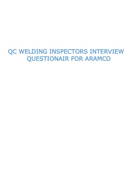 Solution Saudi Aramco Qc Welding Inspector Interview Studypool