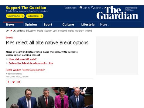 Mps Reject All Alternative Brexit Options Politics The Guardian