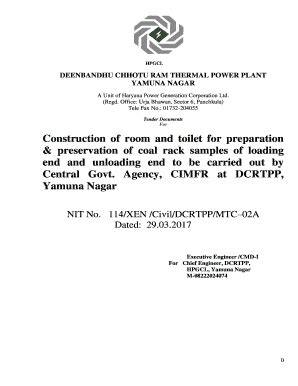 Fillable Online Hpgcl Org Tender Documents For Construction Of Room And