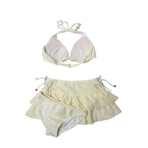 Coquette Butter Yellow Glittery Japanese Piece Bikini Set Flutter Vintage