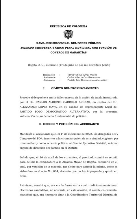 Juzgado 55 falla a Favor de Alexander López sobre Caso Carlos Carrillo