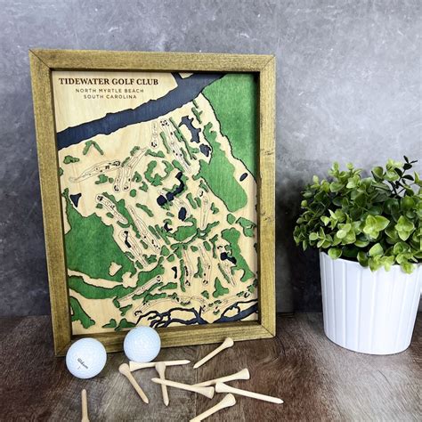 Tidewater Golf Club Golf Course Map Layered Wood Golf Course - Etsy