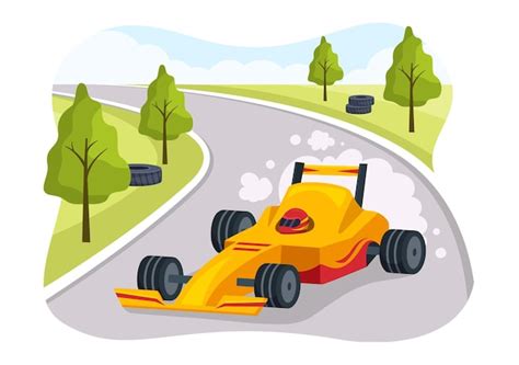 Premium Vector Formula Racing Sport Car Reach On Race Circuit The