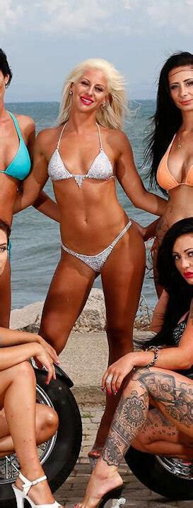 Sarah Rides Motorcycle Tight Bikini Photo Gallery