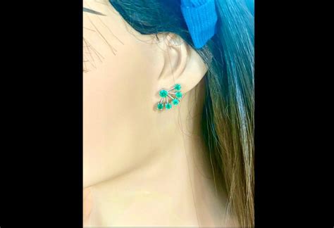 Fine 4.20 Ct Natural Colombian Emeralds Stud Earrings with Jackets 18k ...