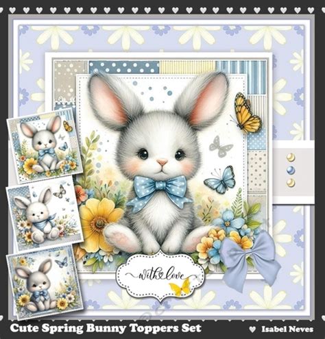 Cute Spring Bunny Toppers Set Cup Craftsuprint