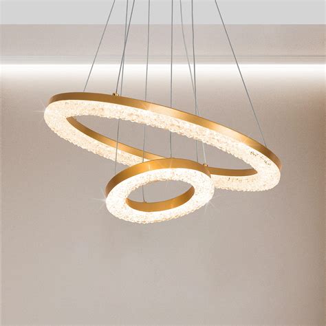 Joyxeon Ring Gold Crystal Chandelier Led Integrated K Warm White