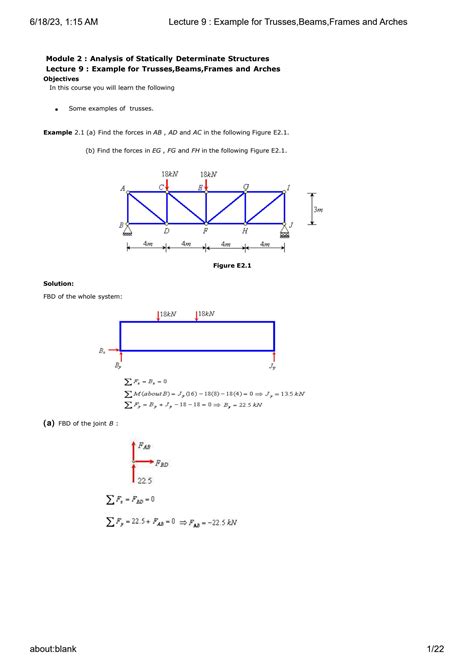 SOLUTION: Lecture 9 example for trusses beams frames and arches-harvard ...