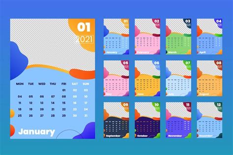 Premium Vector Abstract 2021 Calendar Template