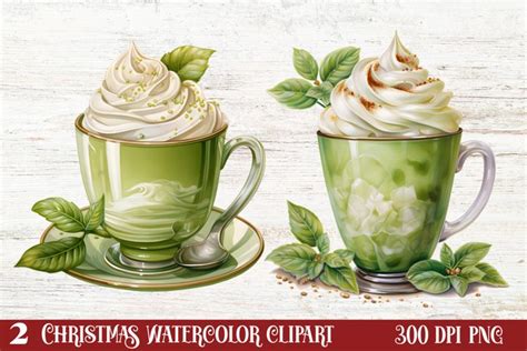 Christmas Hot Chocolate Clipart Sublimation Bundle Watercol