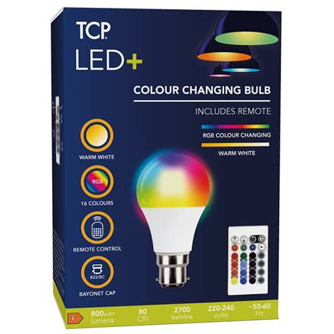 TCP 1 Pack Bayonet B22 BC LED 3 5W RGB Remote Cont Rolled Classic Light