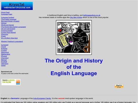 The Origin and History of the English Language Website for 9th - 10th ...