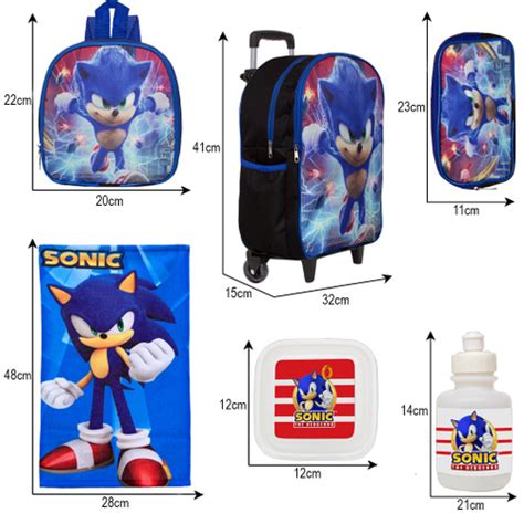 Mochila Sonic The Hedgehog Escolar Juvenil Rodinha Itens Em