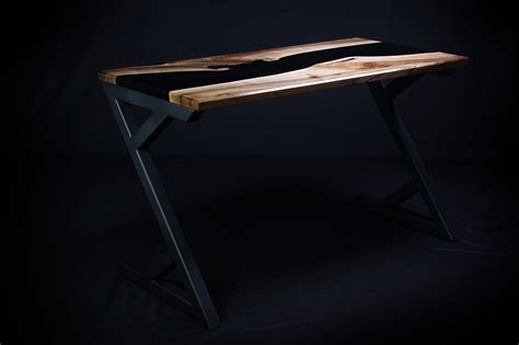 English Walnut Midnight Desk Steel Forest Co