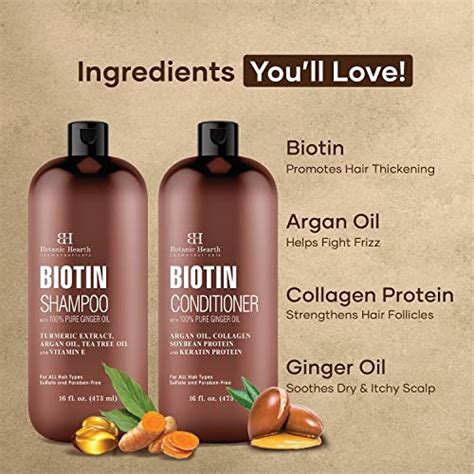 Botanic Hearth Biotin Shampoo And Conditioner Set With Ginger Oil And Keratin For Hair Loss And