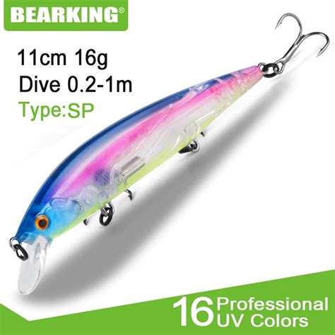 BEARKING 11cm 16g 0 2m 1m SP Minnow Fishing Lure Laser Hard Artificial