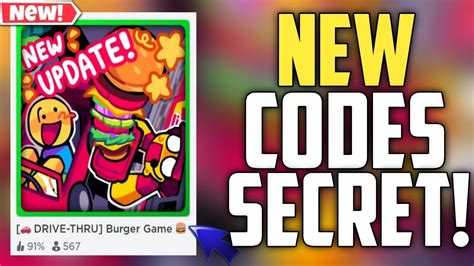 Burger Game New Codes ROBLOX SECRET CODES DRIVE THRU YouTube