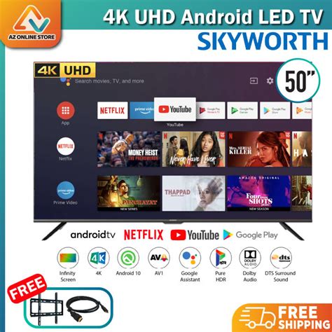 Skyworth 50 Inch 4K UHD Android TV 50SUC6500 DVB-T2 Netflix Youtube ...