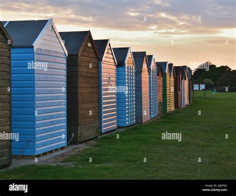 Rear Of Beach Huts At Hamworthy Park Poole Dorset Stock Photo Alamy