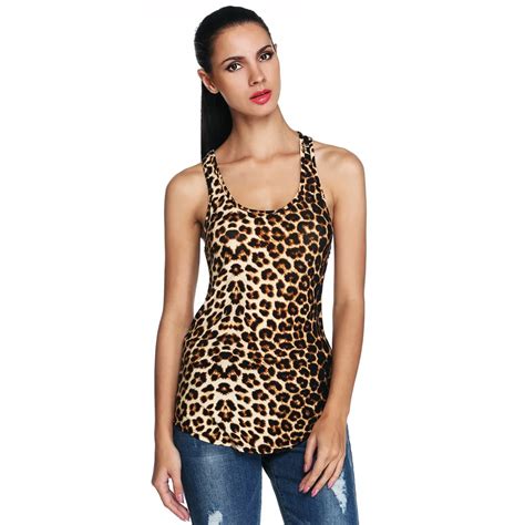 Sexy Women Sleeveless O Neck Leopard Printed Tank Tops Sleeveless Shirt