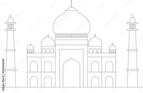 Taj Mahal outline vector illustration Stock Vector | Adobe Stock