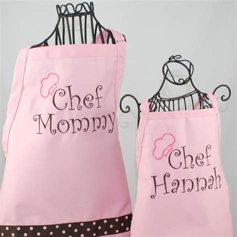 Personalized Chef Mommy And Daughter Matching Pink Apron Set