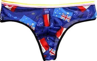 Himealavo Sexy Thongs And G Strings Tback Mens Print Bikini Underwear Tangas Blue At Amazon Men