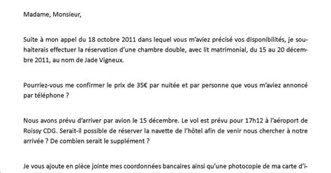 Exemple De Lettre De Confirmation De R Servation D Hotel Financial