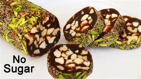 Khajur Burfi Sugar Free Dates And Dry Fruit Roll Khajur And Nuts