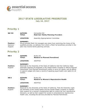 Fillable Online State Legislative Priorities Fax Email Print