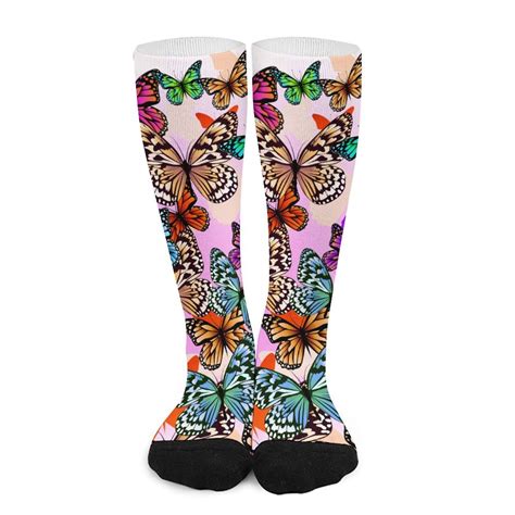 GZHJMY High Elasticity Compression Socks for Adult, Flying Butterflies