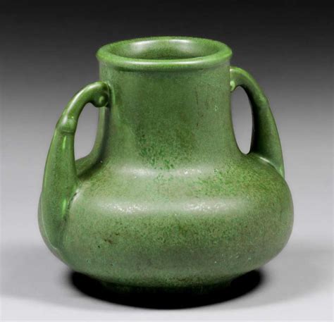 Hampshire Pottery Matte Green Two Handled Vase C California