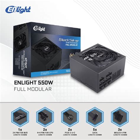 Jual ENLIGHT PSU 550 WATT 80 PLUS BRONZE FULL MODULAR BLACK EDITION