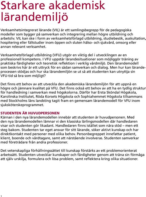 Tre Pedagogiska Perspektiv Lärandemodell För Verksamhetsförlagd