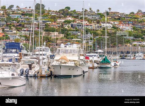 San Diego Harbor boat marina in the Shelter Island Shoreline Park area ...