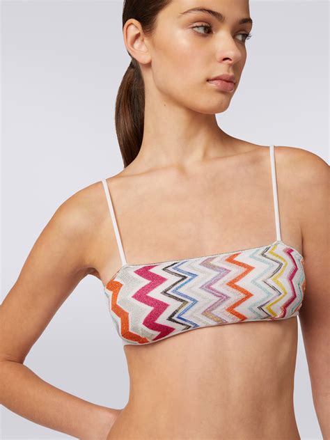 Viscose Zigzag Bikini With Lurex And High Waisted Briefs Multicoloured