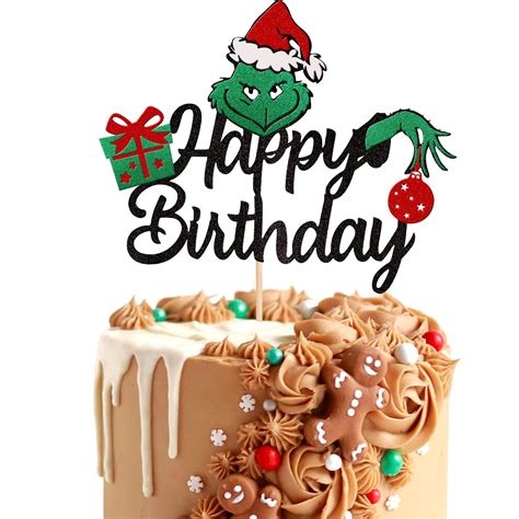 Snapklik.com : 1 PCS Grinch Happy Birthday Cake Topper Assembled ...